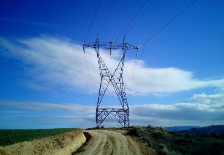 a pylon in a field